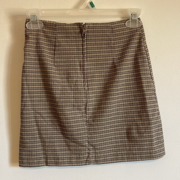 VTG Soft Grunge Plaid Mini Skirt Y2K In Charge XS Tan Academia Neutral Prep Alt - Picture 8 of 13
